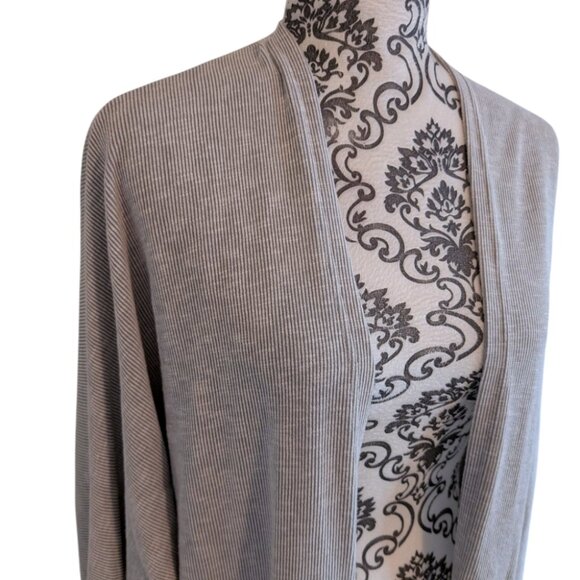 DONNI. Sandwash Ribbed Cardigan Grey Open Front Patch Pockets Duster Women's OS - Picture 6 of 13